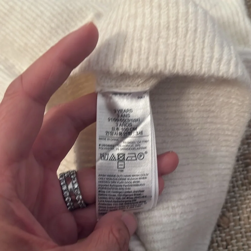 Baby Gap Crean Knit Sweater Dress Pockets 3T